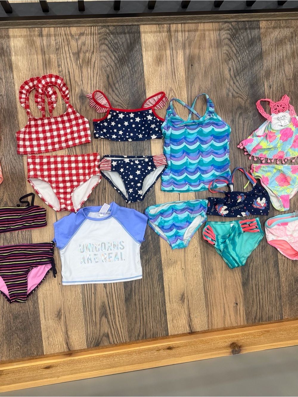 Cat & Jack Girls' Multicolor Swim Mix - Blue Teal Red Pink